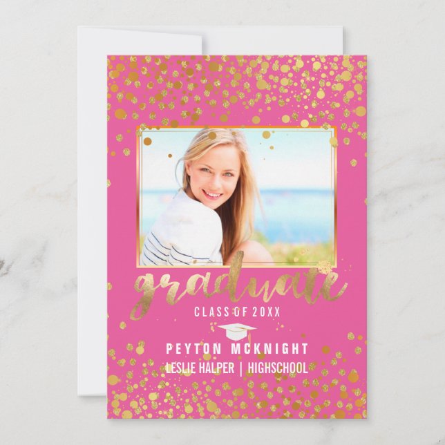 PixDezines Faux Gold Confetti Graduation Invitation (Front)
