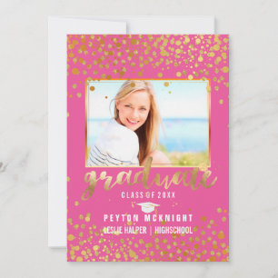 PixDezines Faux Gold Confetti Graduation Invitation