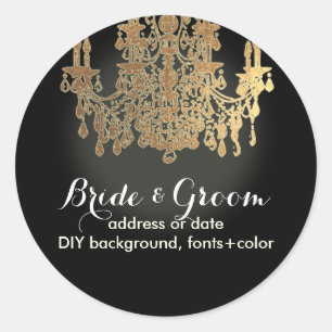 PixDezines faux gold crystal chandelier/DIY colour Classic Round Sticker