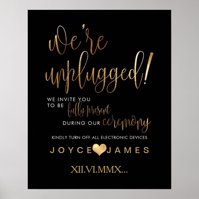 PixDezines Faux Gold/DIY #UNPLUGGED CEREMONY Poster (Front)