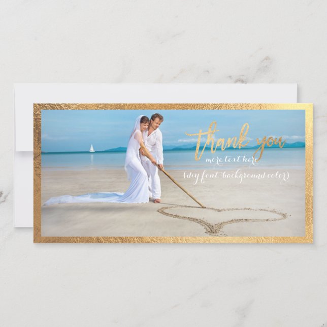 PixDezines faux gold frame/thank you wedding photo Thank You Card (Front)