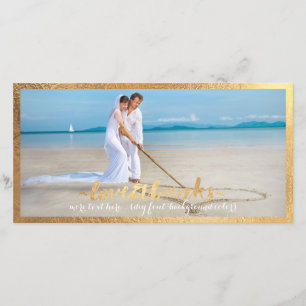 PixDezines faux gold frame/thank you wedding photo Thank You Card