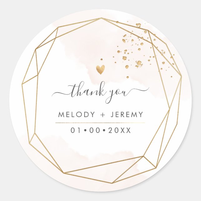 PixDezines Faux Gold Gem Stone Facet Frame Classic Round Sticker (Front)