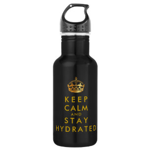 PixDezines faux gold KEEP CALM and STAY HYDRATED 532 Ml Water Bottle