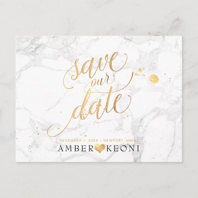 PixDezines Faux Gold/Marble/Save our Date Postcard (Front)