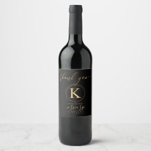 PixDezines Faux Gold Monogram A-Z, New Mr. Mrs. Wine Label