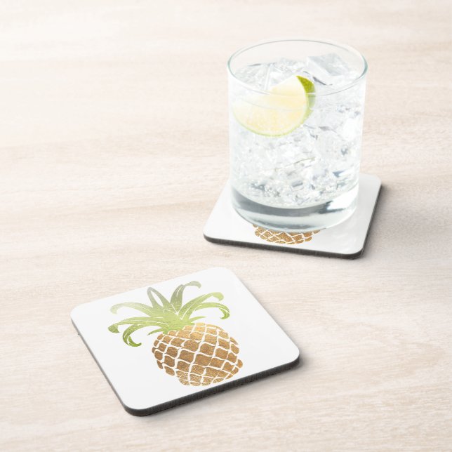PixDezines Faux Gold Pineapple/DIY background Coaster (Right Side)