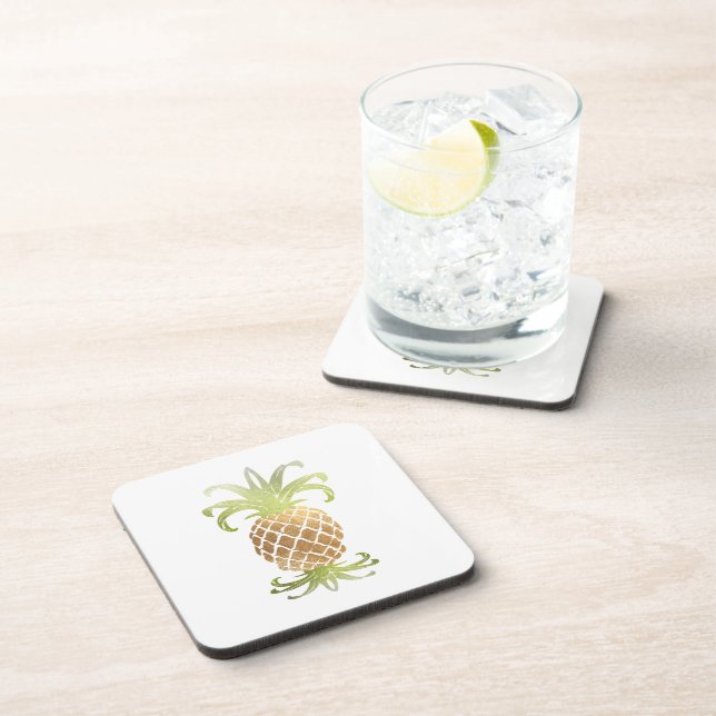 PixDezines Faux Gold Pineapple/DIY background Coaster (Right Side)