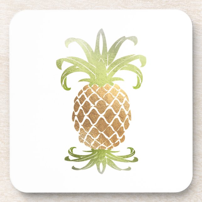 PixDezines Faux Gold Pineapple/DIY background Coaster (Front)