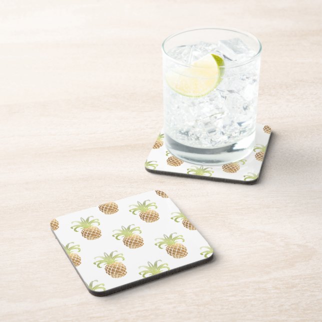 PixDezines Faux Gold Pineapples/DIY background Coaster (Right Side)