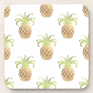 PixDezines Faux Gold Pineapples/DIY background Coaster