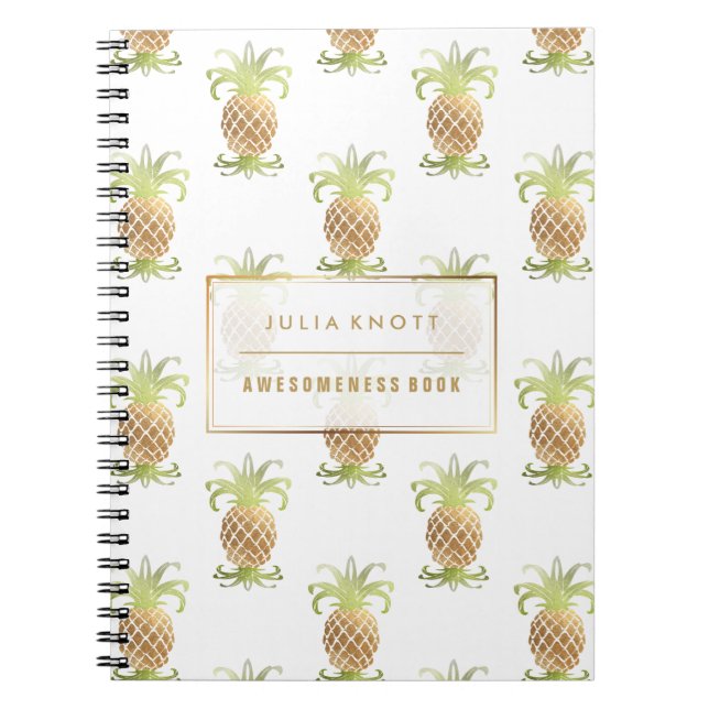 PixDezines Faux Gold Pineapples/DIY background Notebook (Front)