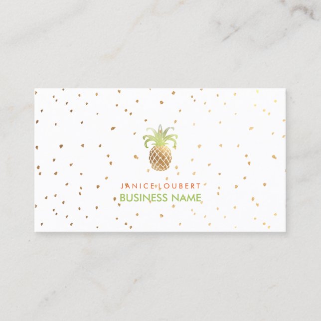 PixDezines Faux Gold Pineapples/DIY colour Business Card (Front)