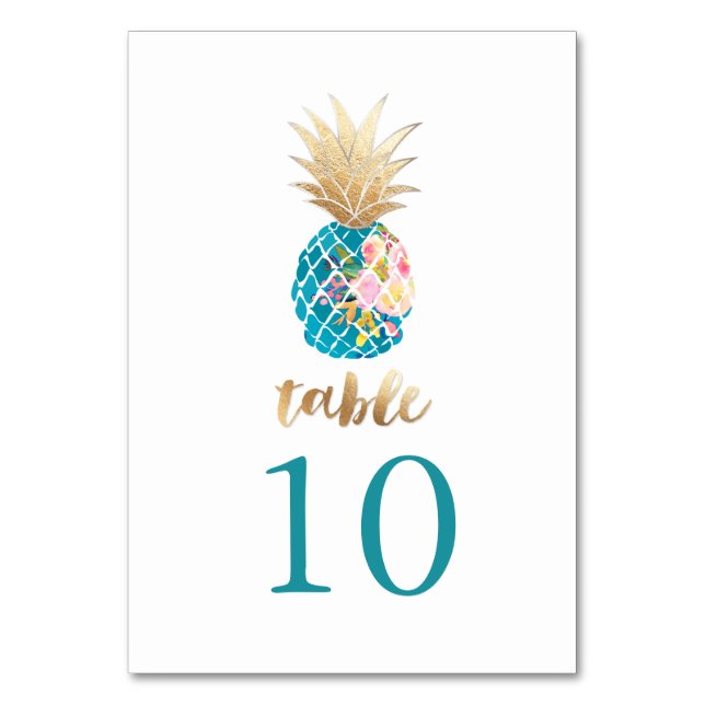 PixDezines Faux Gold Pineapples/Table Cards (Back)