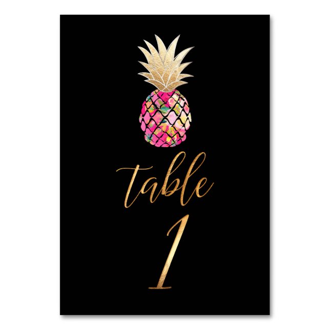 PixDezines Faux Gold Pineapples/Table Cards (Back)