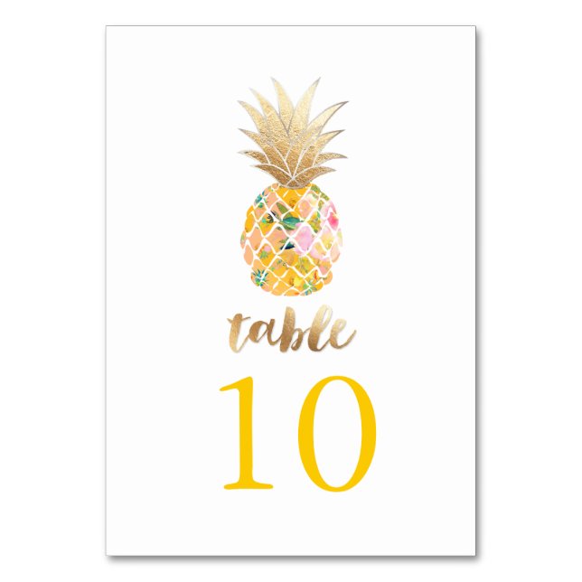 PixDezines Faux Gold Pineapples/Table Cards (Back)