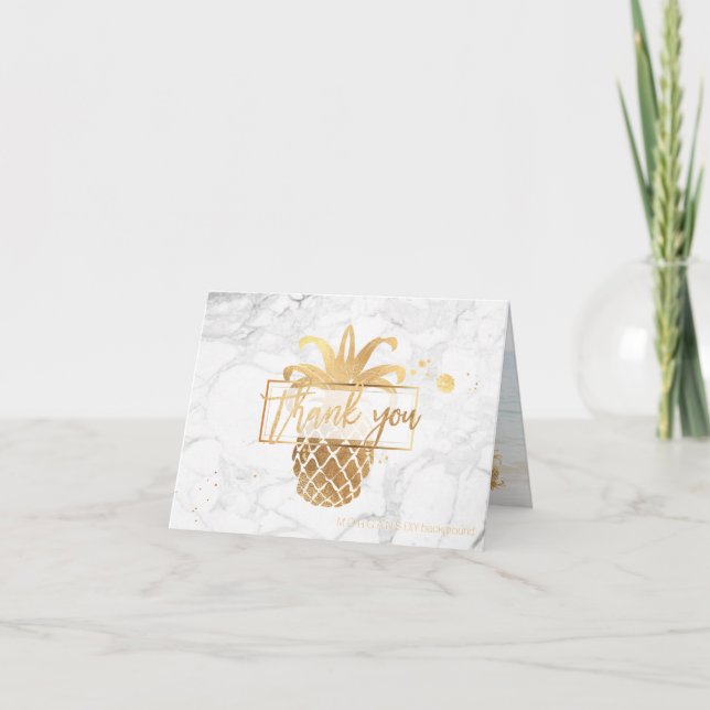 PixDezines faux gold pineapples/thank you Thank You Card (Front)