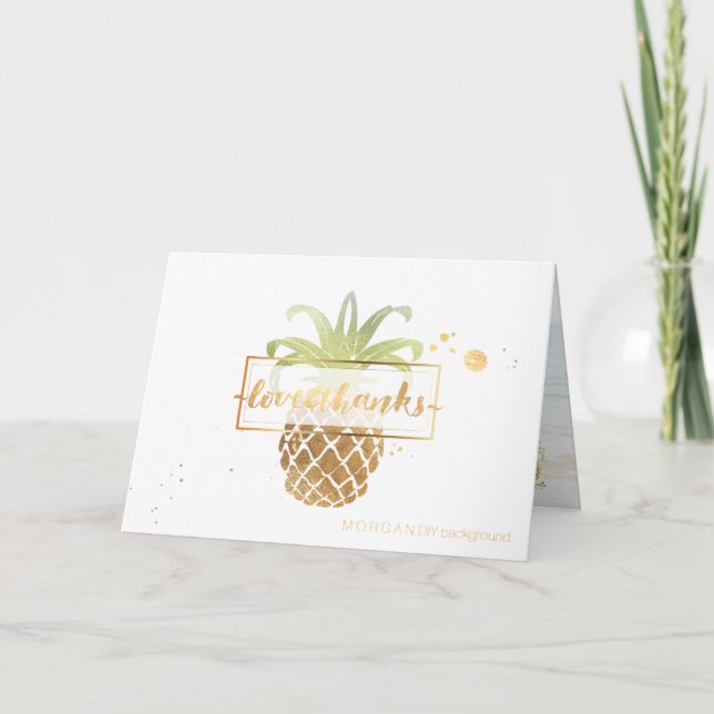 PixDezines faux gold pineapples/thank you Thank You Card (Front)