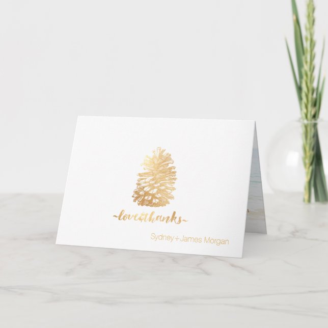PixDezines faux gold pinecones thank you cards (Front)