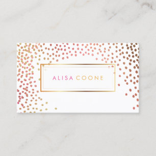 PixDezines faux gold+pink sprinkles / confetti Business Card