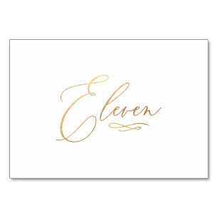 PixDezines Faux Gold Romantic Calligraphy Eleven Table Number