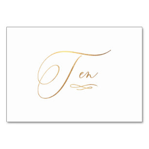 PixDezines Faux Gold Romantic Calligraphy Ten 10 Table Number