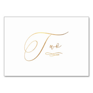PixDezines Faux Gold Romantic Calligraphy Two 2 Table Number