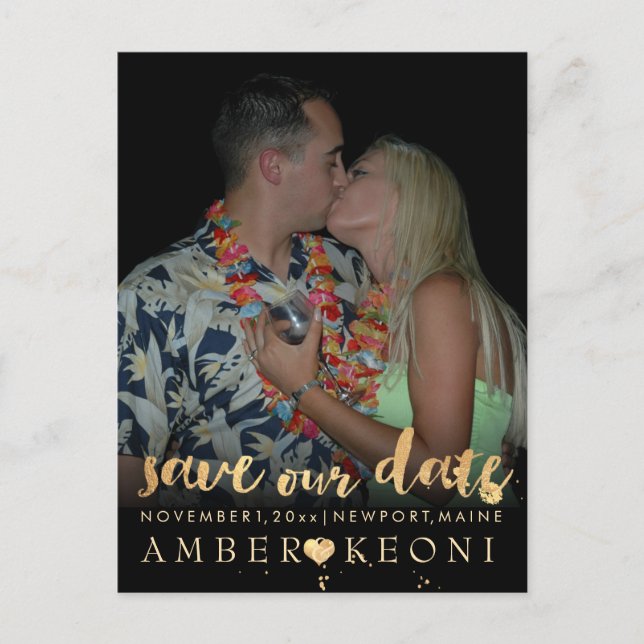 PixDezines faux gold/save date/DIY colour Announcement Postcard (Front)