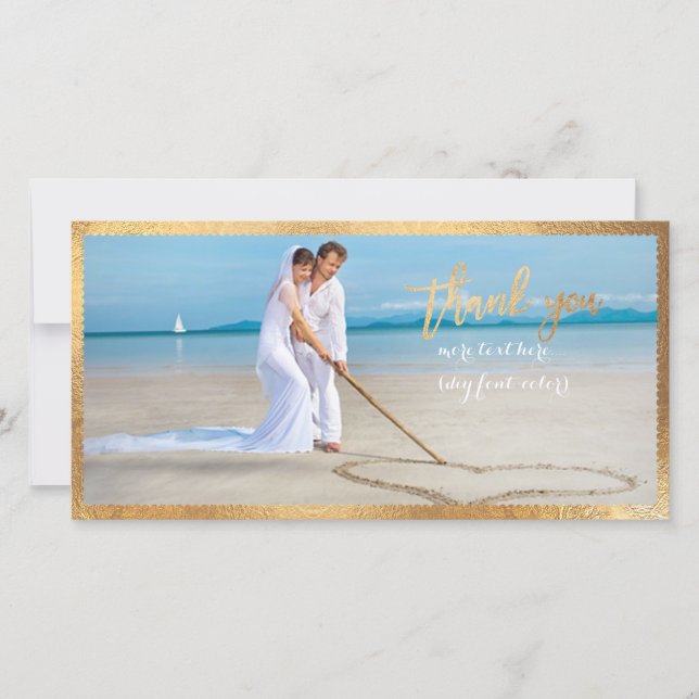 PixDezines Faux Gold Scallop frame/thank you Thank You Card (Front)