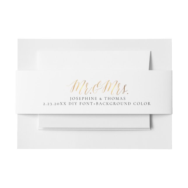 PixDezines Faux Gold Script Mr. and Mrs. Invitation Belly Band (Front Example)