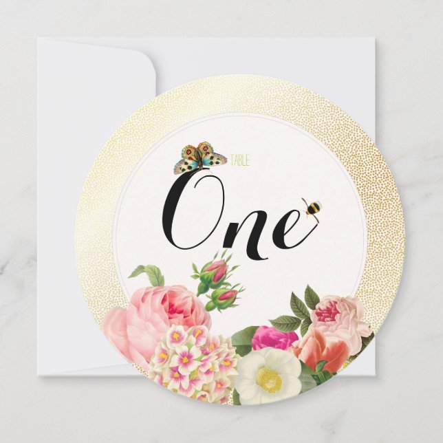 PixDezines faux gold specks/table numbers Invitation (Front)