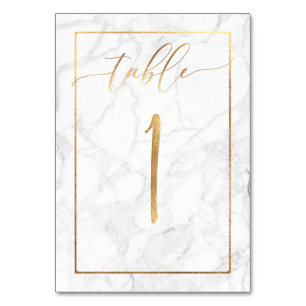 PixDezines Faux Gold/Table No 1+/Marble Table Number