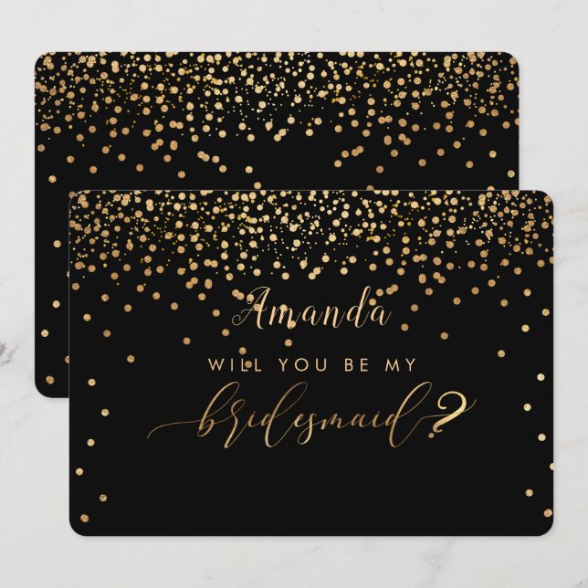 PixDezines Faux Gold Will You Be..Bridesmaid Invitation (Front/Back)