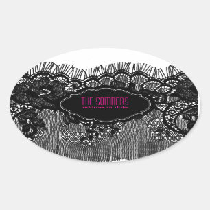 PixDezines faux lace/ DIY background colour Oval Sticker