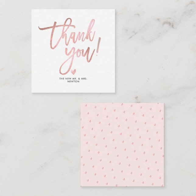 PixDezines Faux Rose Gold Brush Script Thank You Card (Front/Back)