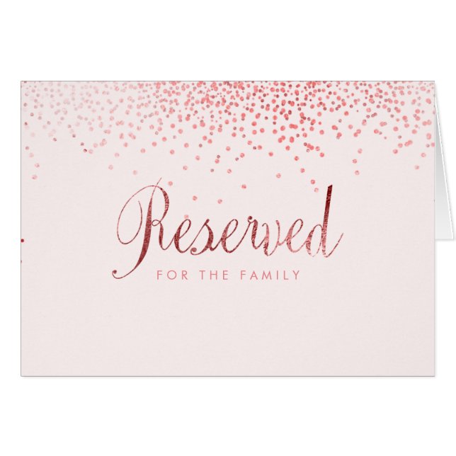 PixDezines Faux Rose Gold Confetti/Reserved Table (Front Horizontal)