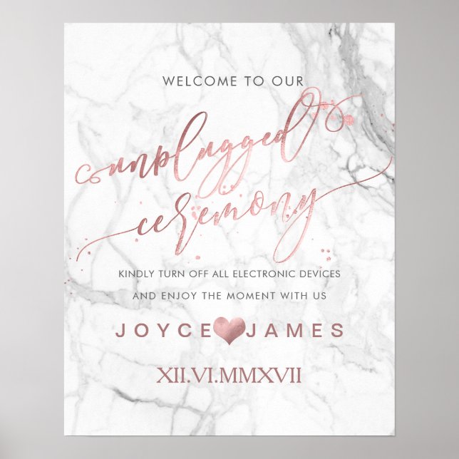 PixDezines Faux Rose Gold/DIY #UNPLUGGED CEREMONY Poster (Front)