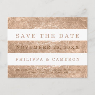 PixDezines Faux Rose Gold Foil/save date Announcement Postcard
