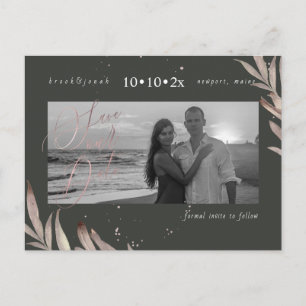 PixDezines Faux Rose Gold Foliage Save our Date Postcard