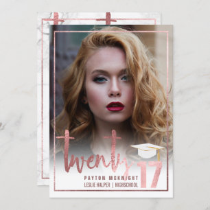 PixDezines Faux Rose Gold/Marble Graduation Invitation