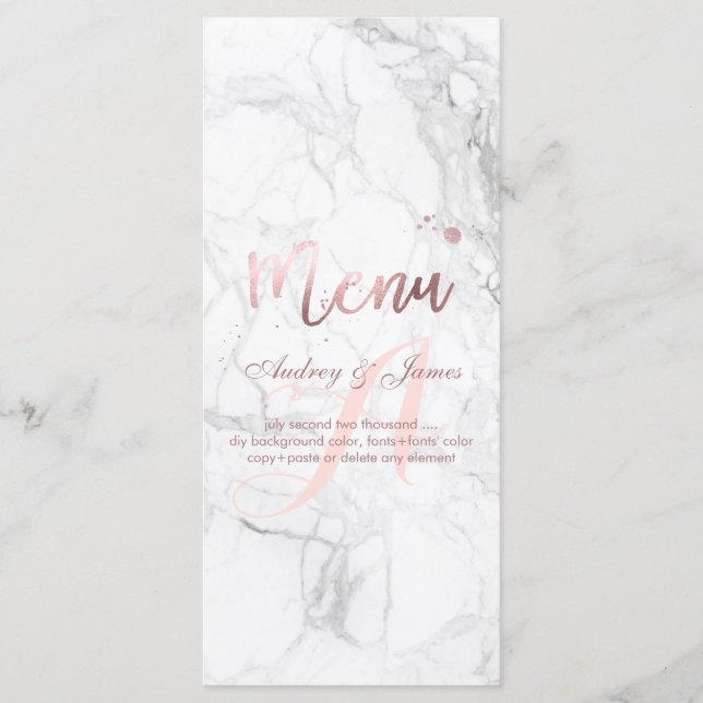 PixDezines Faux Rose Gold/Marble/Menu Menu (Front)