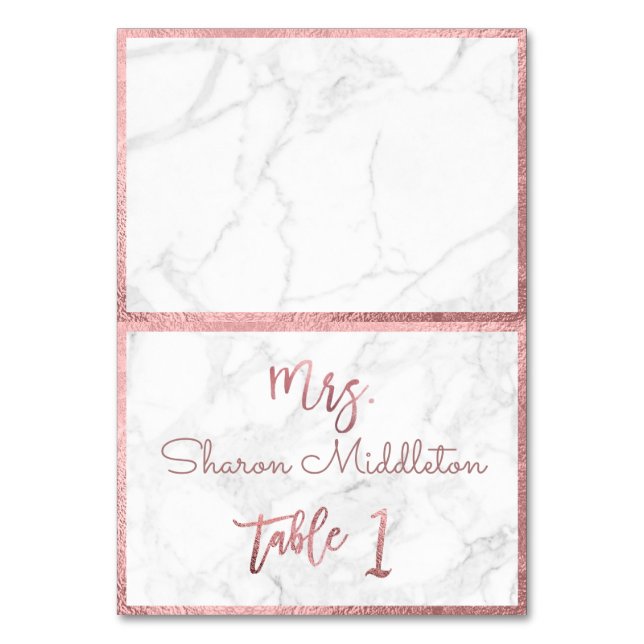 PixDezines Faux Rose Gold Marble/Table Card (Front)