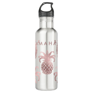 PixDezines Faux Rose Gold/Pineapples/DIY bckgrnd 710 Ml Water Bottle