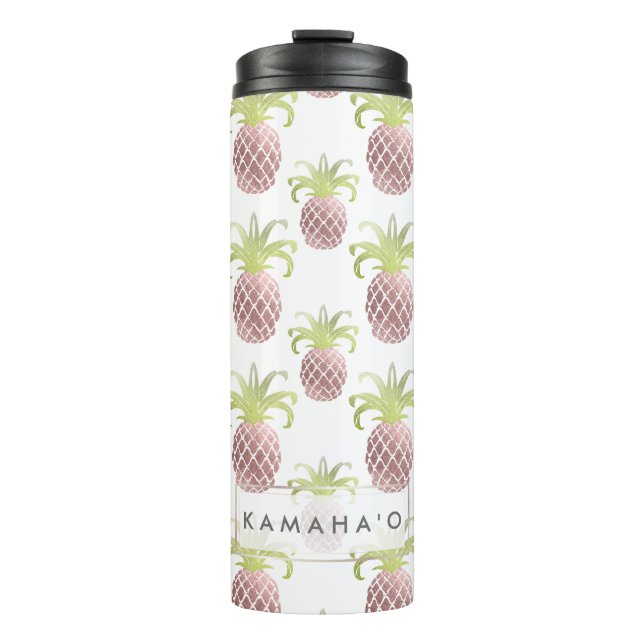 PixDezines Faux Rose Gold Pineapples Thermal Tumbler (Front)