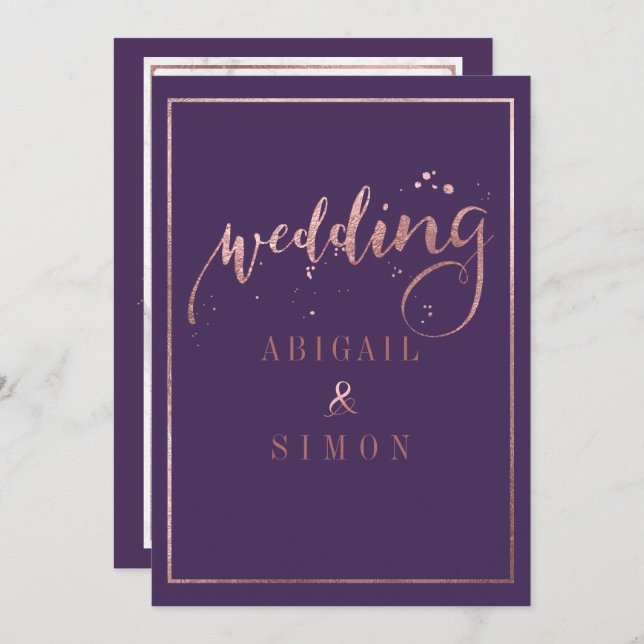 PixDezines Faux Rose Gold Script/DIY Colour Invitation (Front/Back)