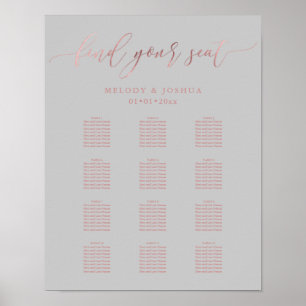 PixDezines Faux Rose Gold Script, Seating Chart