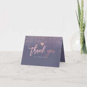 PixDezines Faux Rose Gold Speckles/Thank You Thank You Card