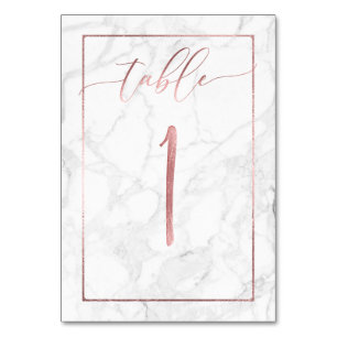 PixDezines Faux Rose Gold/Table No 1+/Marble Table Number