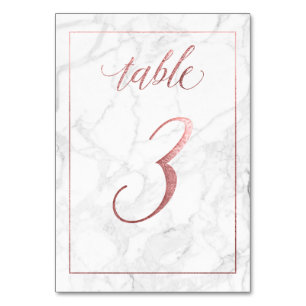 PixDezines Faux Rose Gold/Table No 1+/Marble Table Number