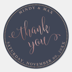 PixDezines FAUX ROSE GOLD THANK YOU  DIY COLOR Classic Round Sticker